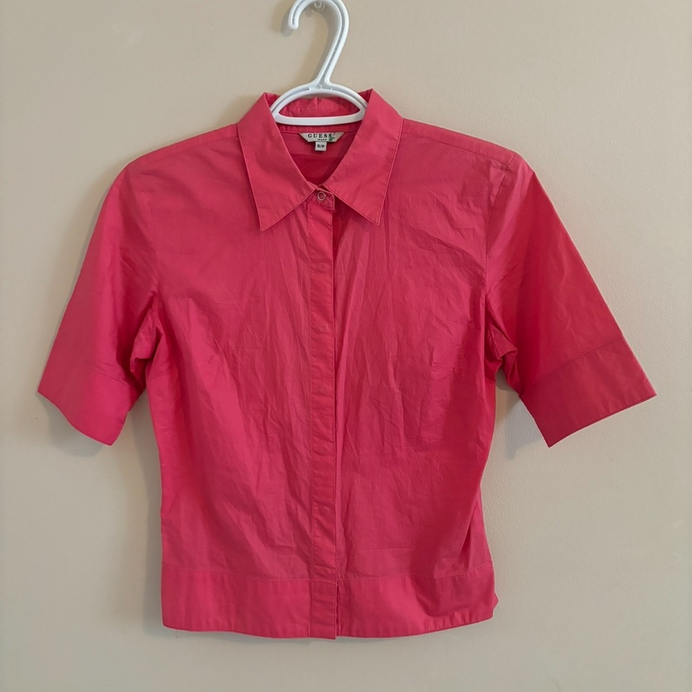 Guess pink button up top!